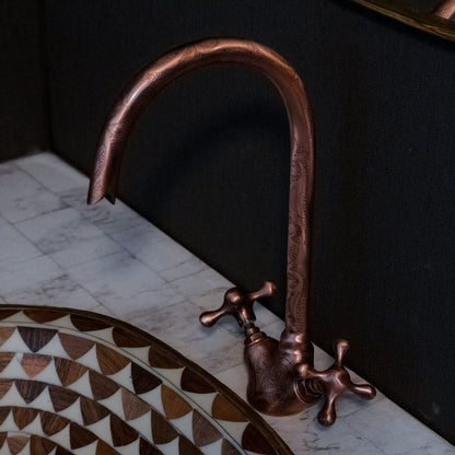 Wood And Brass Handcrafted Bathroom Sink