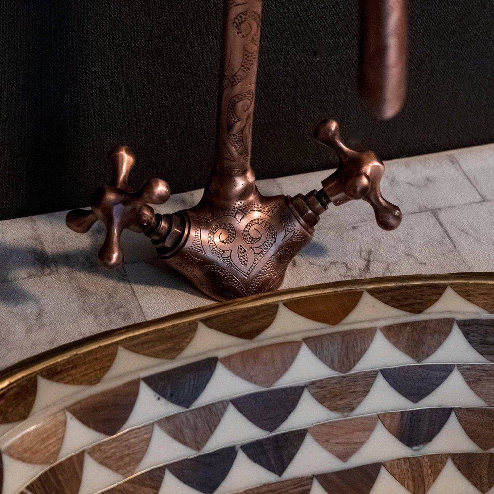 Wood And Brass Handcrafted Bathroom Sink