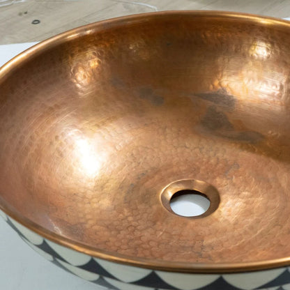 Bathroom Vessel Sink in Copper and Wood