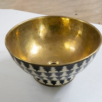 Brass & Wood Vessel Sink, Handmade Bath Bowl