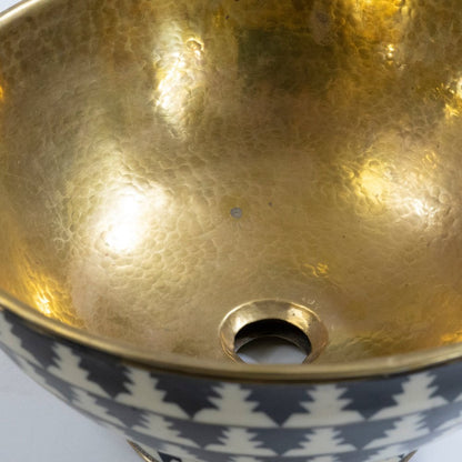 Brass & Wood Vessel Sink, Handmade Bath Bowl