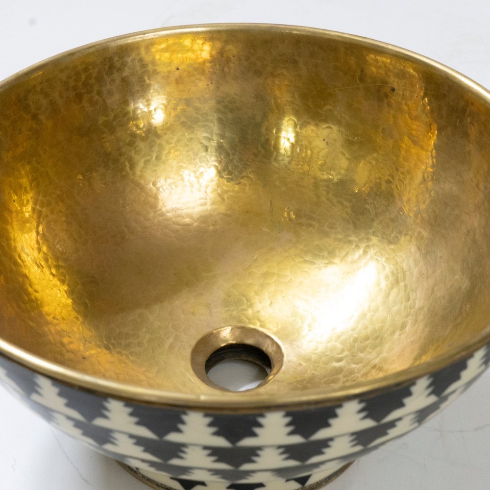 Brass & Wood Vessel Sink, Handmade Bath Bowl