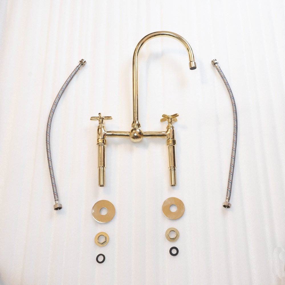 Brass Bridge Faucet With Flat Cross Handles