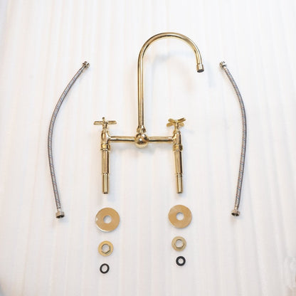 Brass Bridge Faucet With Flat Cross Handles