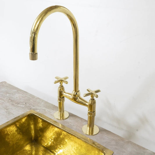 Brass Bridge Faucet With Flat Cross Handles