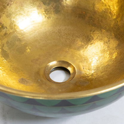 Hammered Brass And Wood Vessel Sink