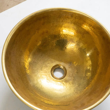 Hammered Brass And Wood Vessel Sink