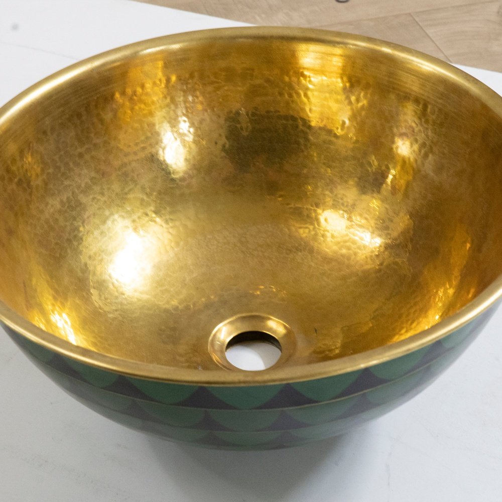 Hammered Brass And Wood Vessel Sink