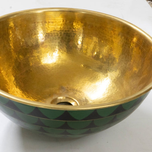 Hammered Brass And Wood Vessel Sink