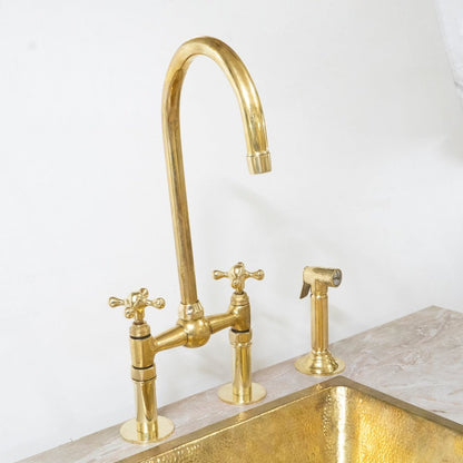 The Brass Bridge Kitchen Faucet With Sprayer