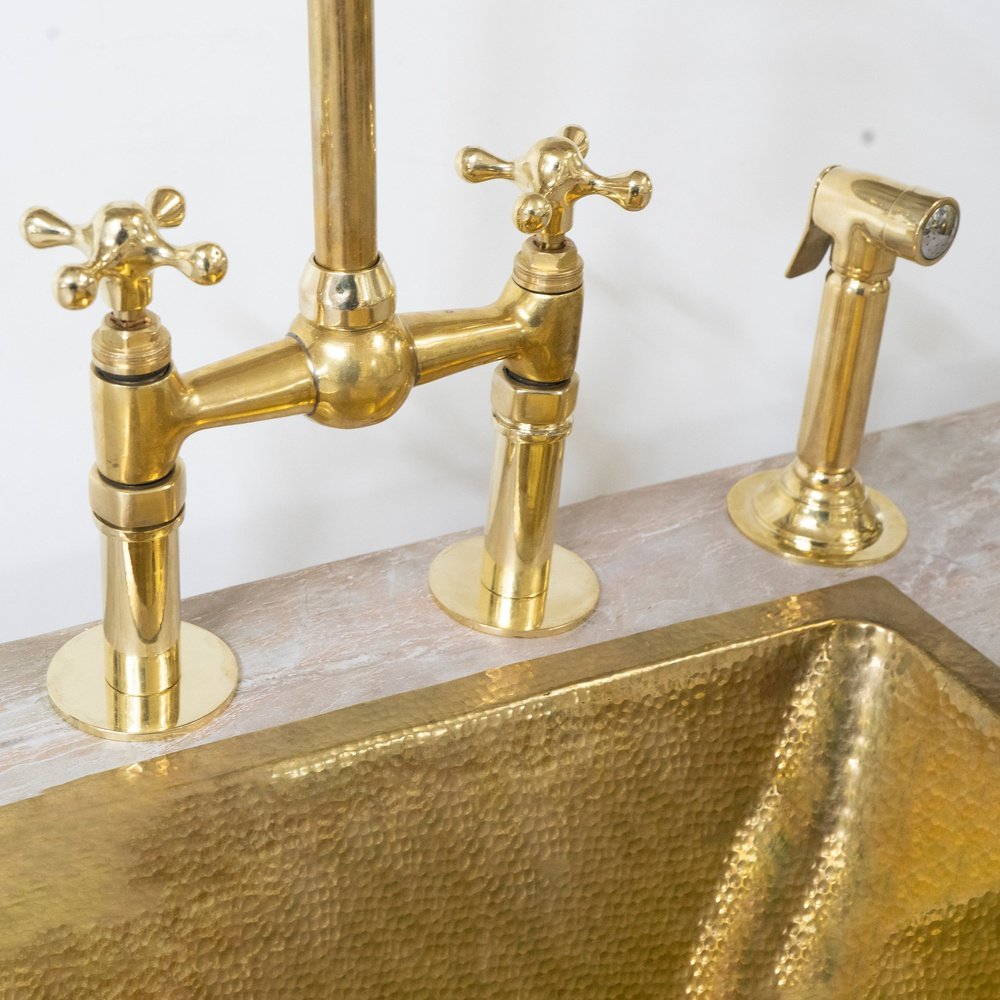 The Brass Bridge Kitchen Faucet With Sprayer