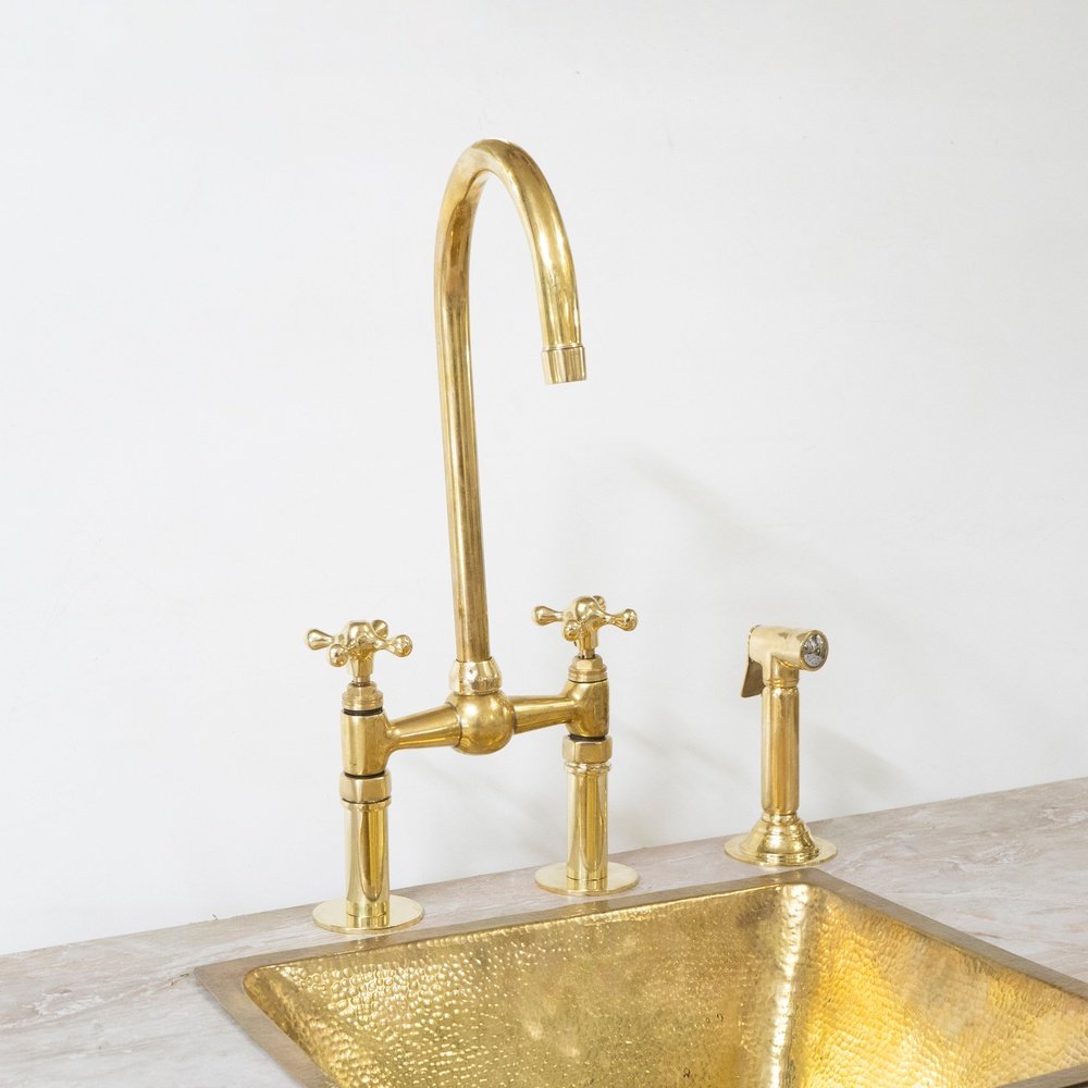 The Brass Bridge Kitchen Faucet With Sprayer