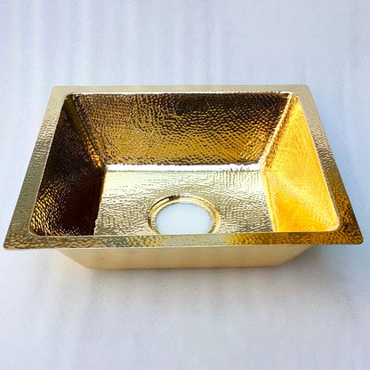 Handcrafted Hammered Unlacquered Brass Kitchen Sink