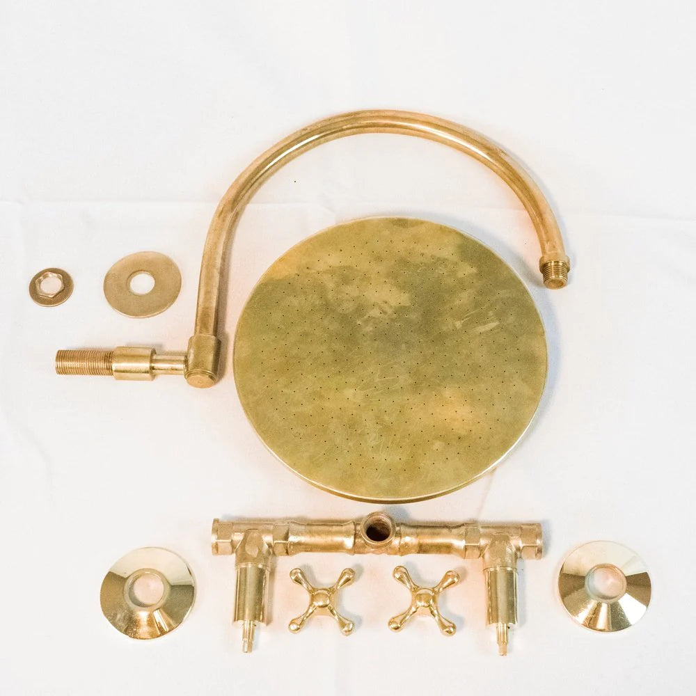 Rainfall Brass Shower System With Victorian Arm