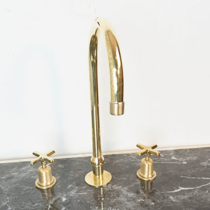 The Bell Widespread Unlacquered Brass Kitchen Faucet