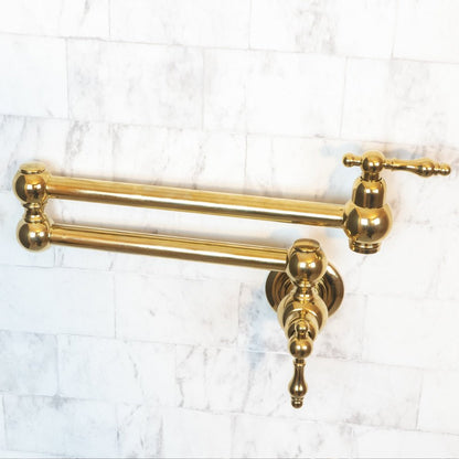 Unlacquered Brass Pot Filler with Lever Handle