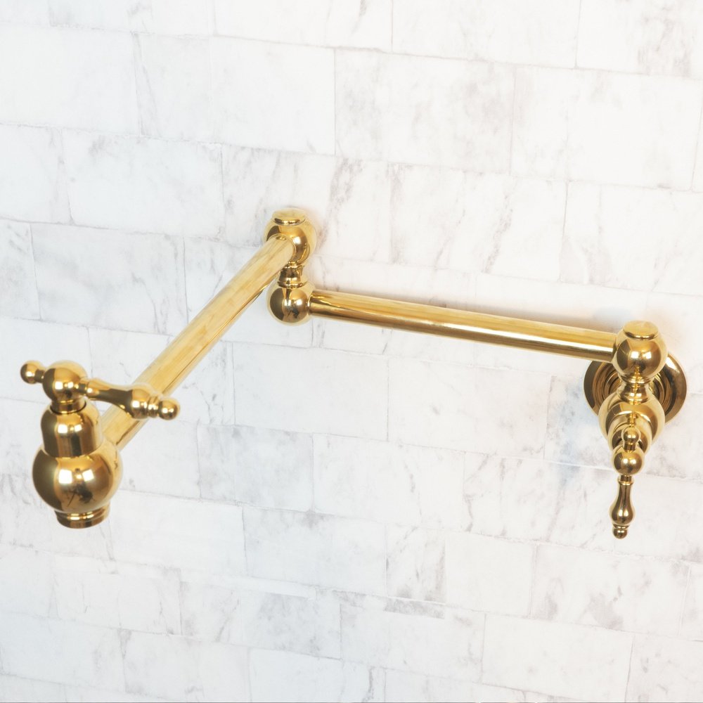 Unlacquered Brass Pot Filler with Lever Handle