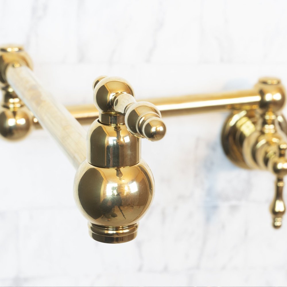 Unlacquered Brass Pot Filler with Lever Handle