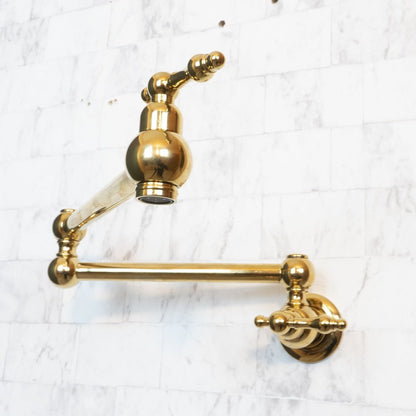 Unlacquered Brass Pot Filler with Lever Handle