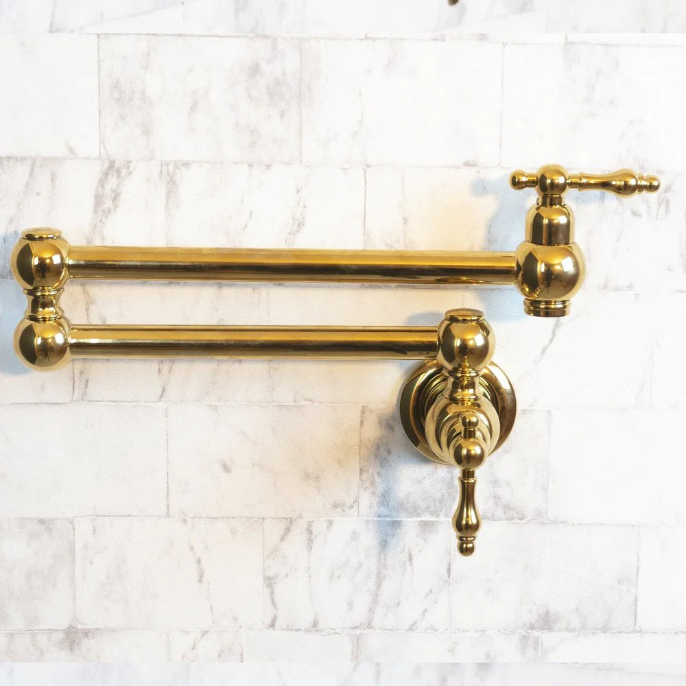 Unlacquered Brass Pot Filler with Lever Handle