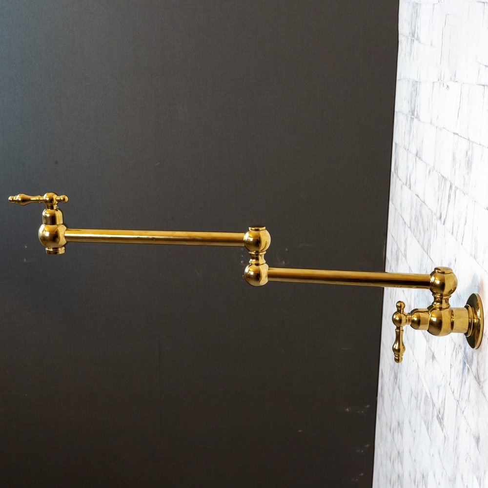 Unlacquered Brass Pot Filler with Lever Handle