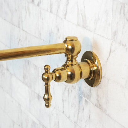 Unlacquered Brass Pot Filler with Lever Handle