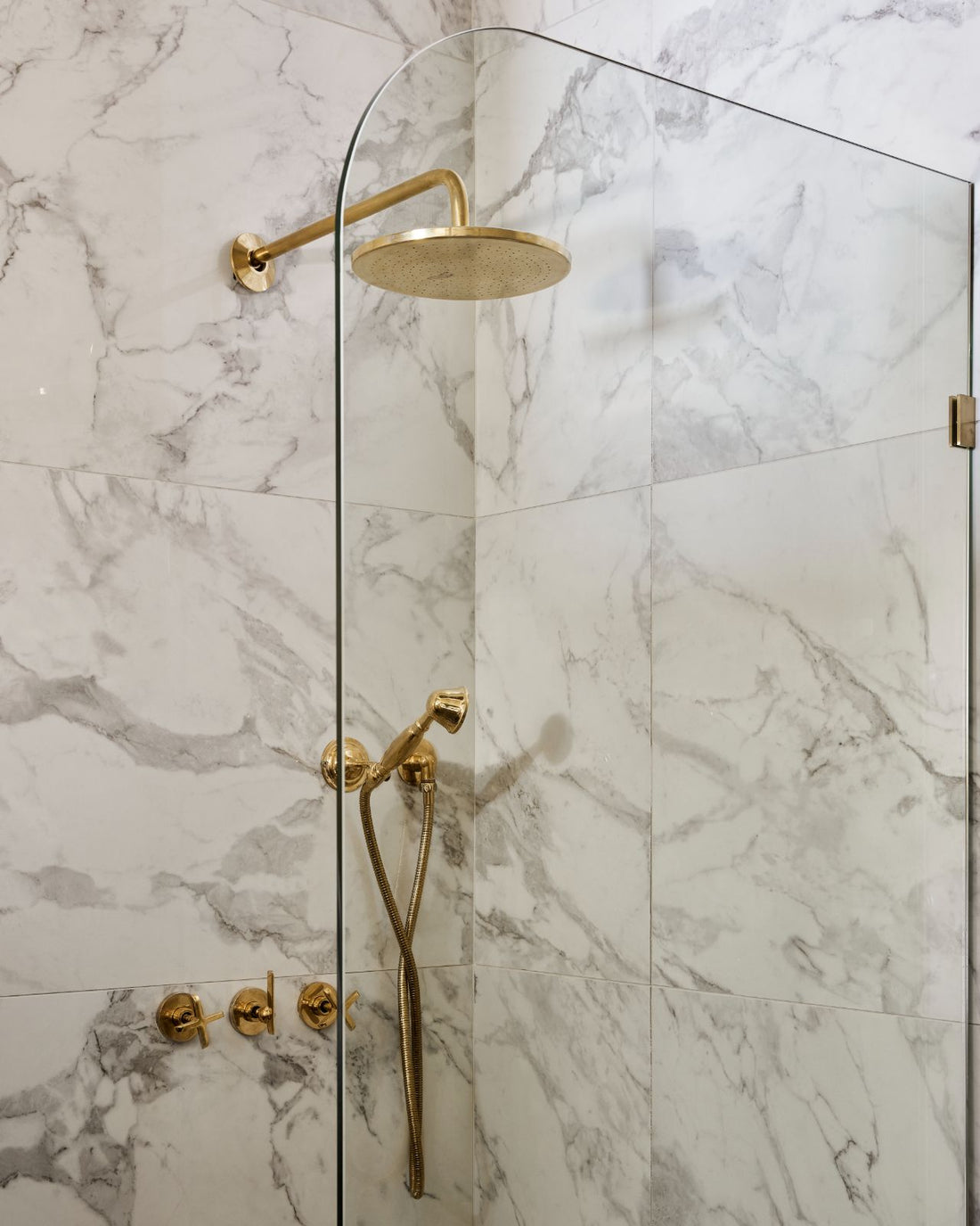 Unlacquered Brass Shower SetHead And handheld Set