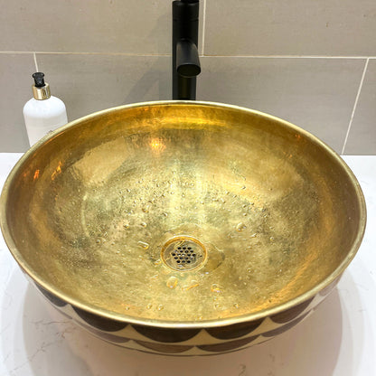 Wood & Brass Bathroom Vessel Sink