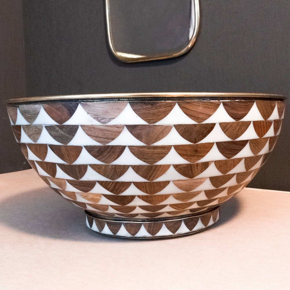 Wood & Brass Bathroom Vessel Sink