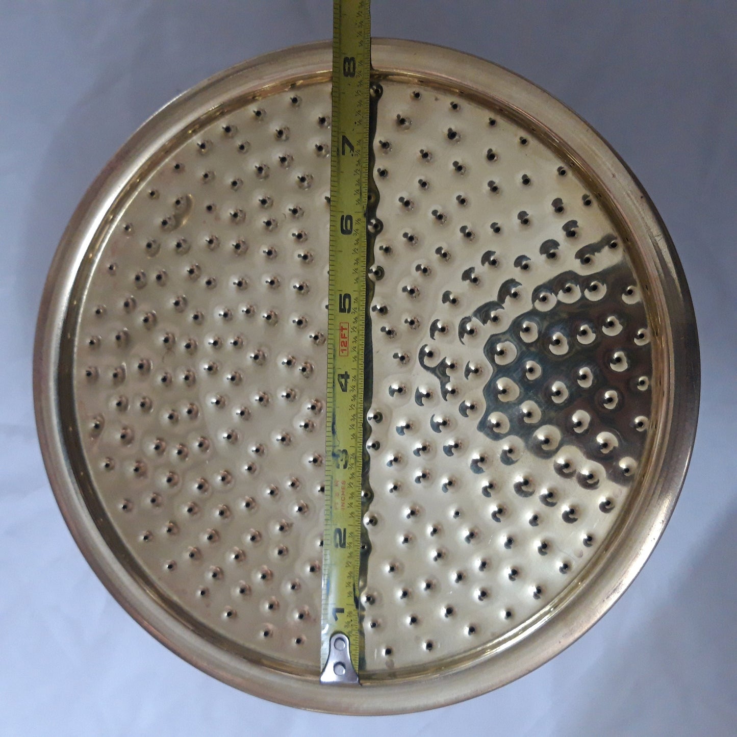 Unlacquered Solid Brass Rain Shower Head, Moroccan Handcrafted Antique Brass Showerhead