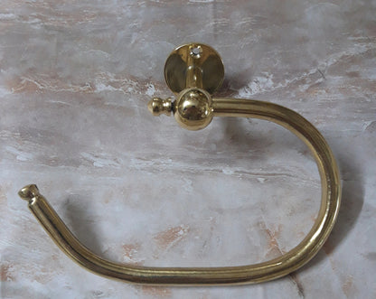 Solid Brass Bathroom Towel Rack, Handcrafted Towel Holder - For Powder Room