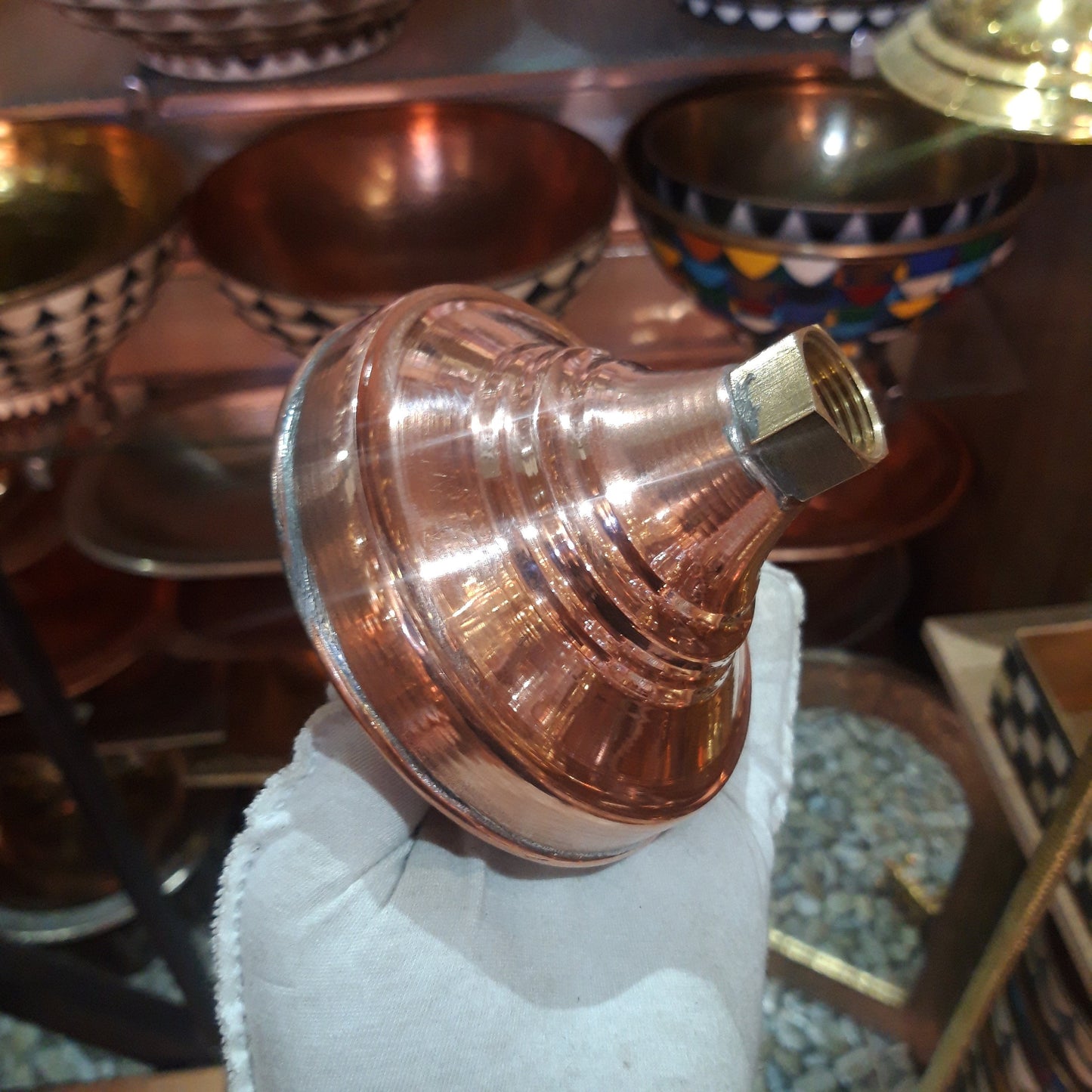 Unlacquered Solid Copper Rain Shower Head, Moroccan Handcrafted Antique Red Copper Showerhead