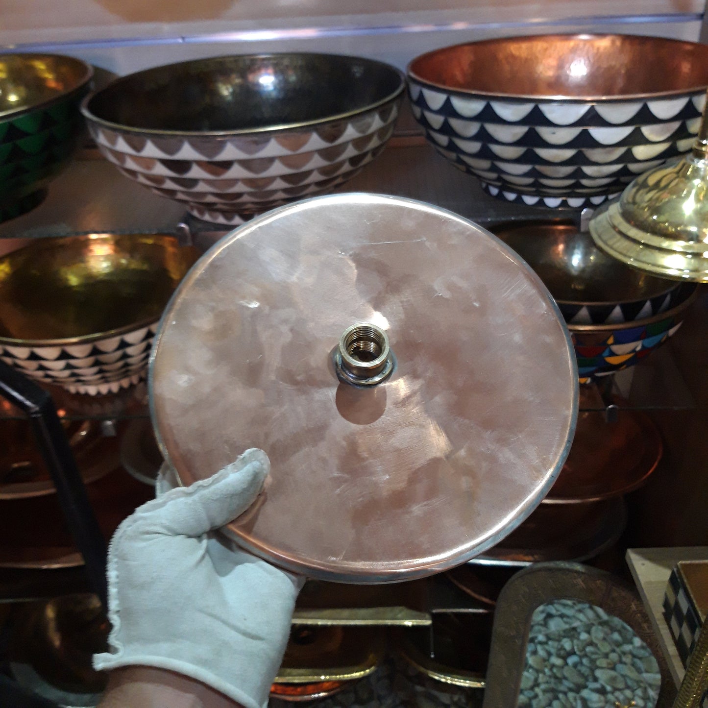 Unlacquered Flat Solid Copper Rain Shower Head, Moroccan Handcrafted Antique Red Copper Showerhead