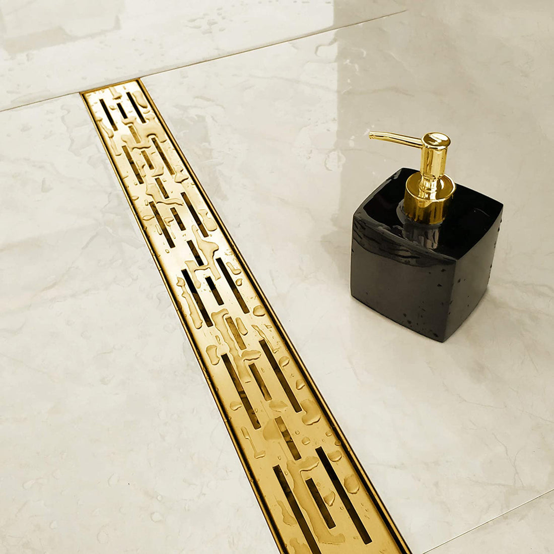 Unlacquered Solid Brass Square Shower Drain with Removable Cover