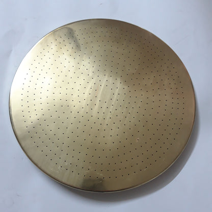 Unlacquered Flat Solid Brass Rain Shower Head, Moroccan Handcrafted Antique Brass Showerhead