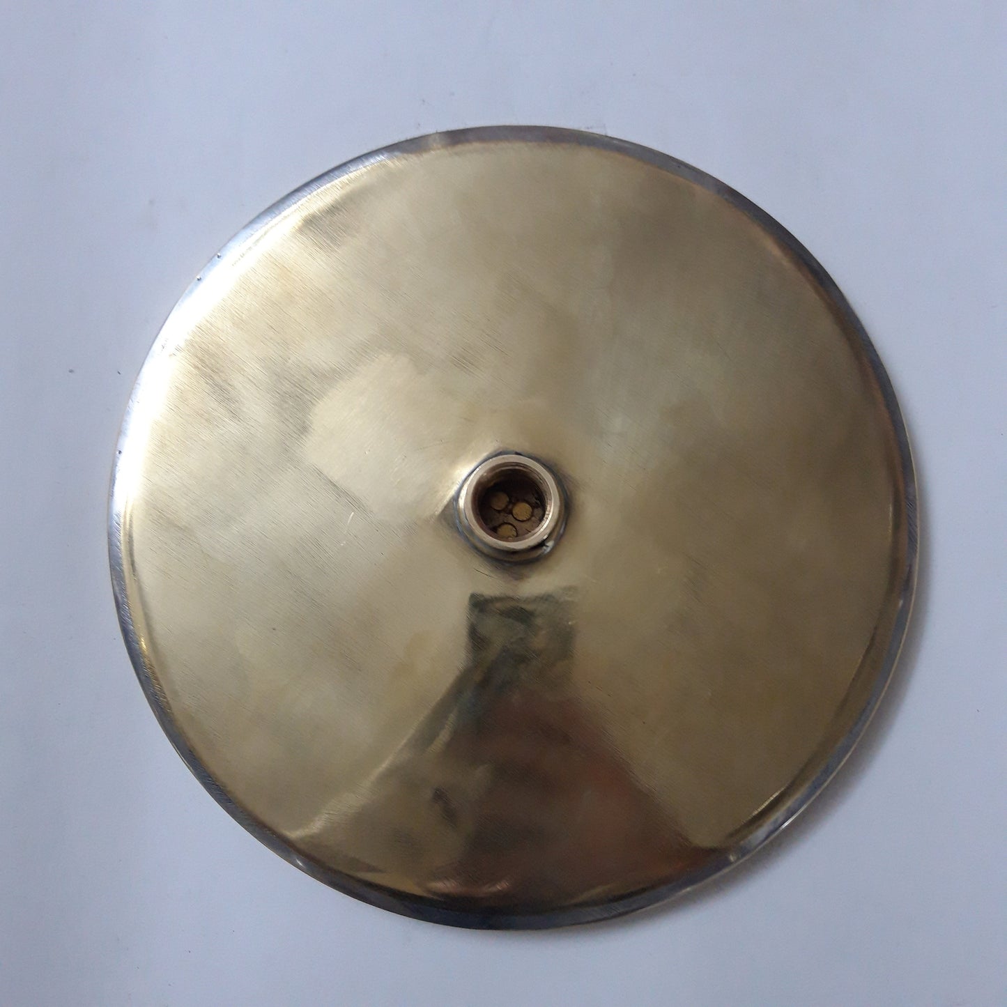 Unlacquered Flat Solid Brass Rain Shower Head, Moroccan Handcrafted Antique Brass Showerhead