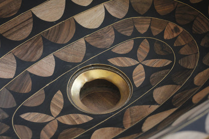 Stylish Single Hole Drop In Brass Sink with Walnut Wood and Resin Basin