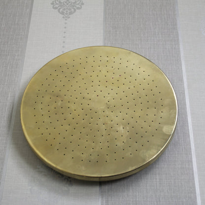 Unlacquered Flat Solid Brass Rain Shower Head, Moroccan Handcrafted Antique Brass Showerhead