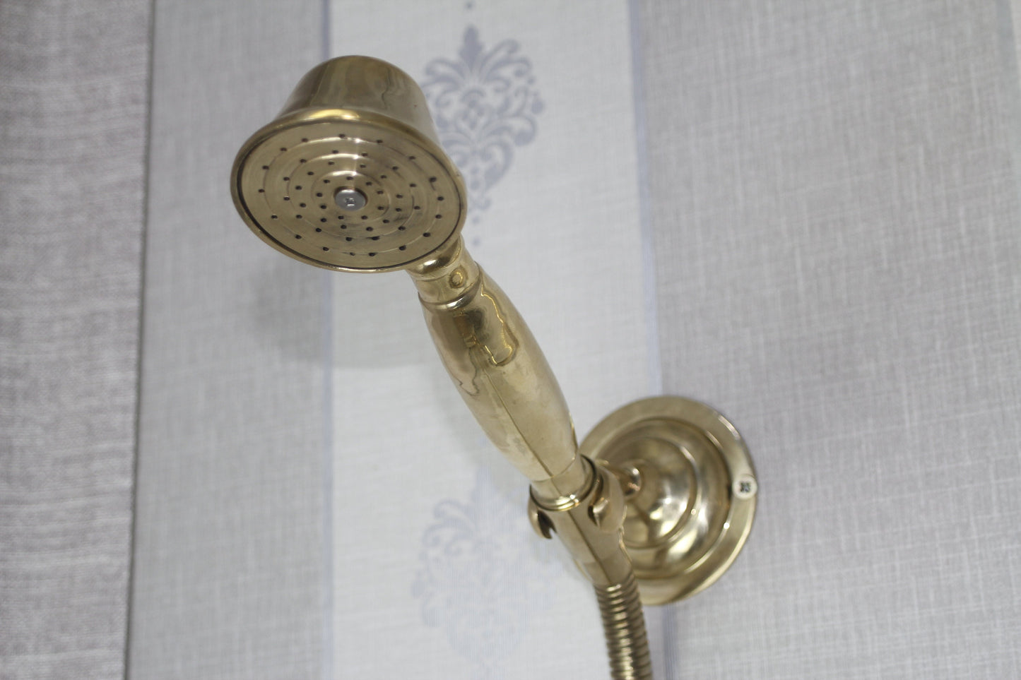 Antique Solid Brass Exposed Shower System, Unlacquered Bathroom Shower System with High Pressure, Handheld And Round ShowerHead