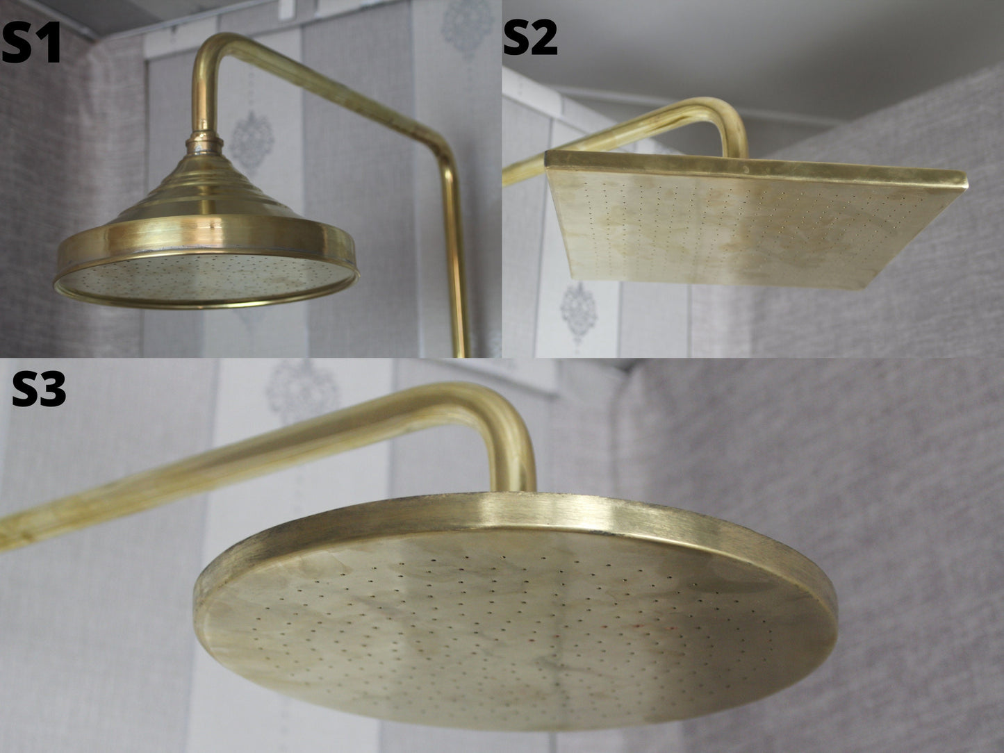 3-in-1 Shower Combo with Handheld, Rain Shower, and Tub Filler , Unlacquered Brass