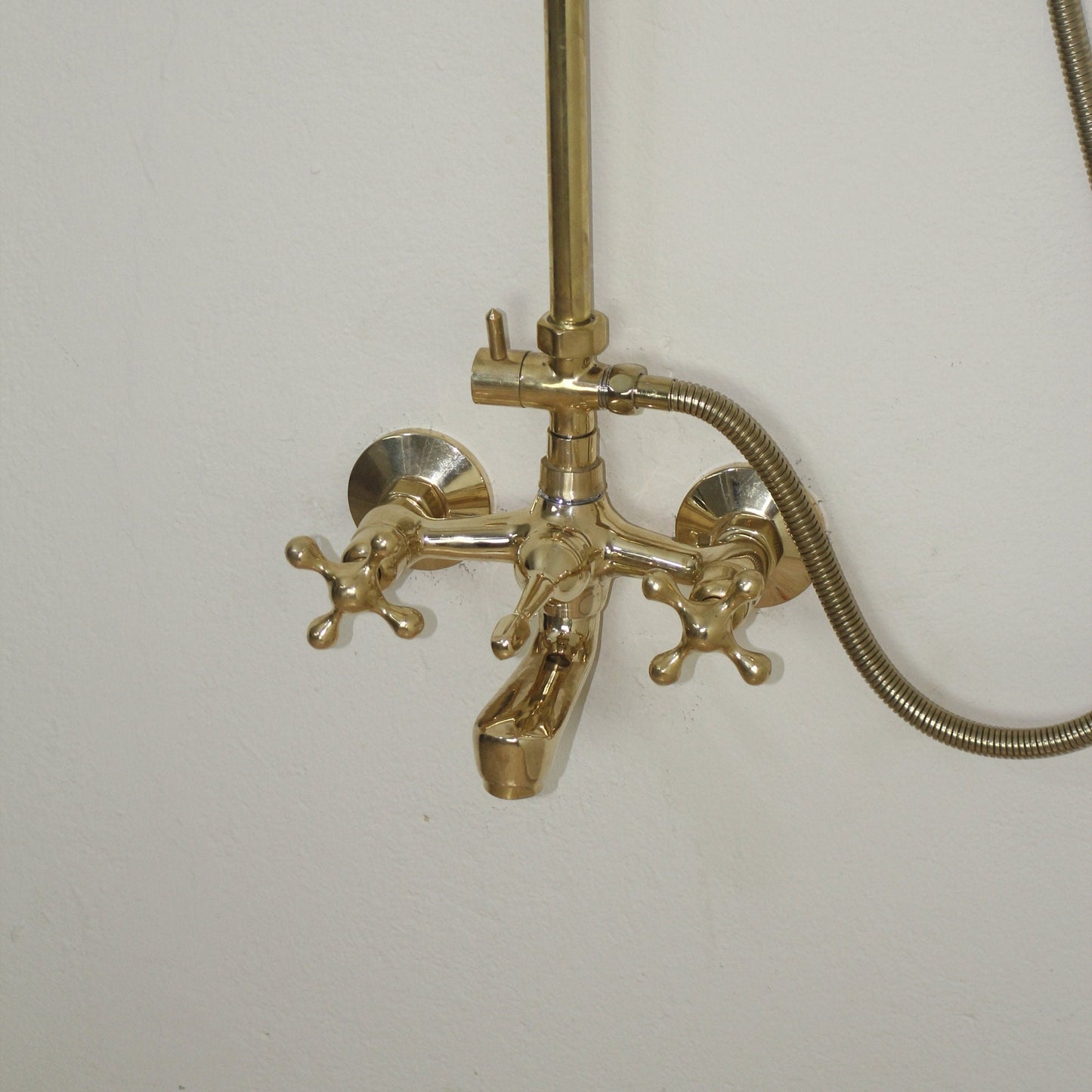 Unlacquered Brass 3-Outlet Shower System,Tub Filler, Hand Shower And Shower Head Combo,