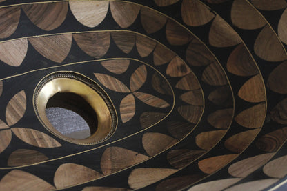 Stylish Single Hole Drop In Brass Sink with Walnut Wood and Resin Basin