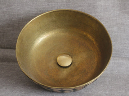 Timeless Elegance: Handmade Moroccan Sink with Brass and Walnut Wood For Bathroom