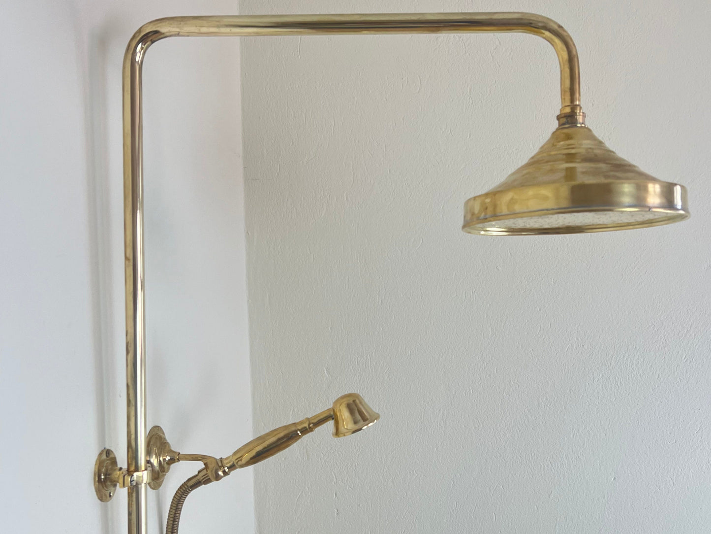 3-in-1 Shower Combo with Handheld, Rain Shower, and Tub Filler , Unlacquered Brass