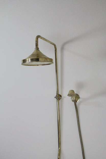 Unlacquered Brass 3-Outlet Shower System,Tub Filler, Hand Shower And Shower Head Combo,