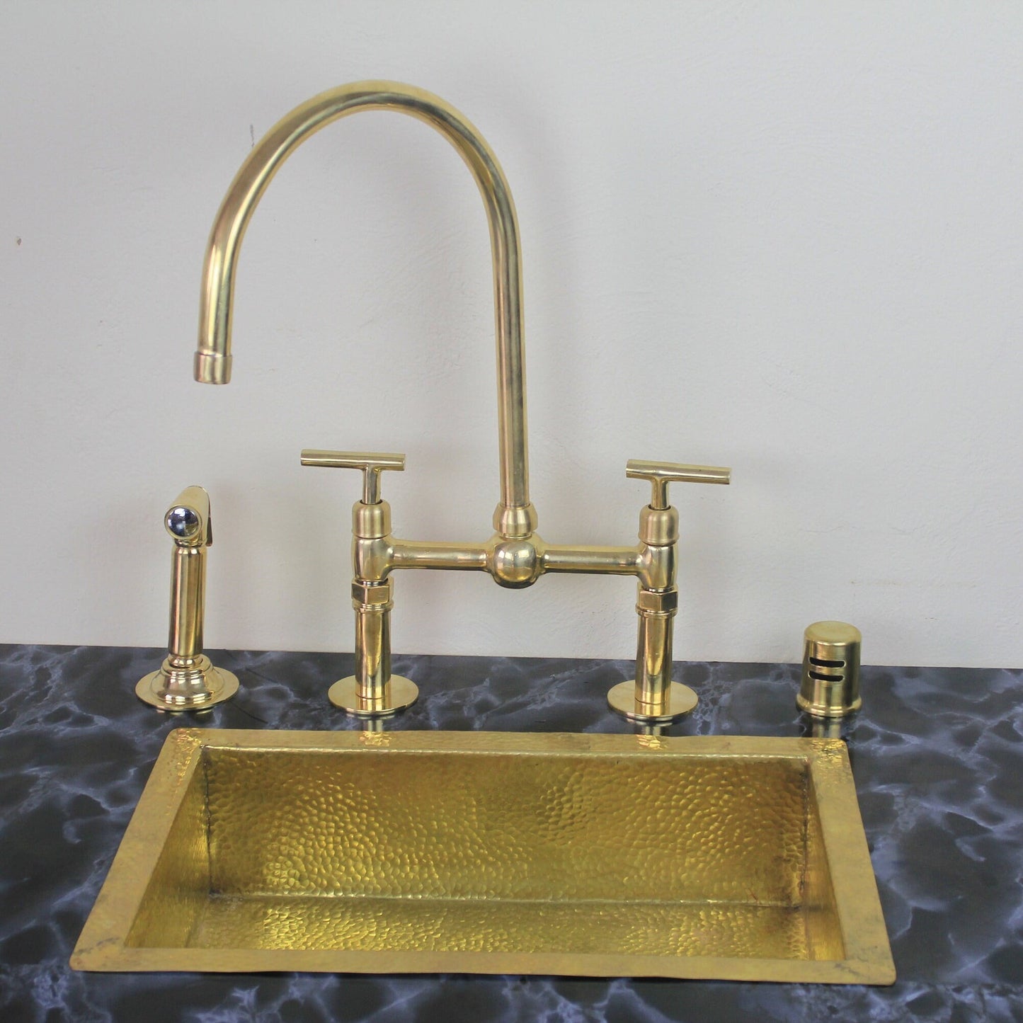 Unlacquered Brass Bridge Faucet With Ball Center