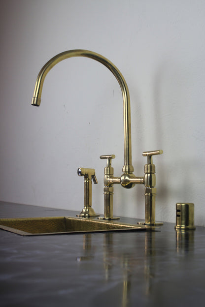 Unlacquered Brass Bridge Faucet With Ball Center