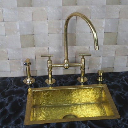 Unlacquered Brass Bridge Faucet With Ball Center