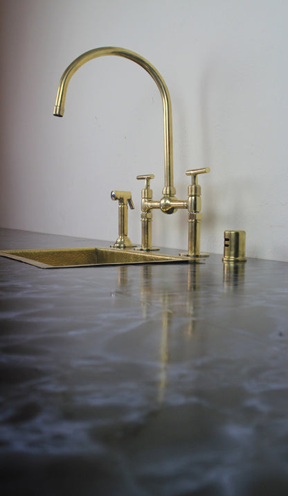 Unlacquered Brass Bridge Faucet With Ball Center