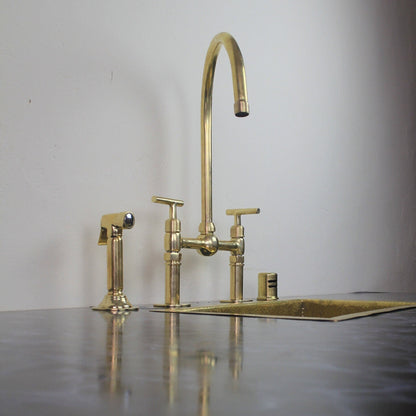 Unlacquered Brass Bridge Faucet With Ball Center